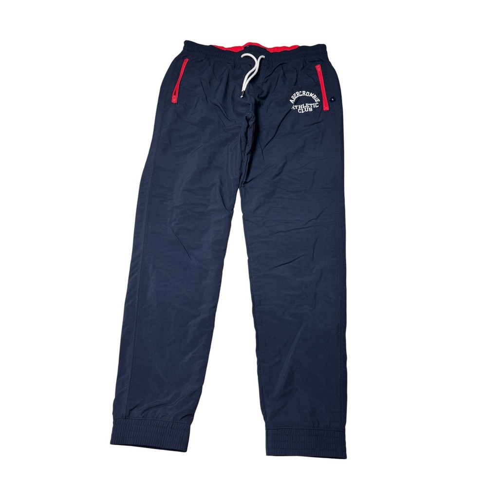 NWT Abercrombie & Fitch Athletic Club Navy Blue Nylon Track Pants Mens S W31 L28